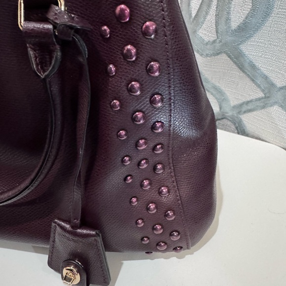 Coach Merlot Margot Studded Leather Satchel - Picture 3 of 10